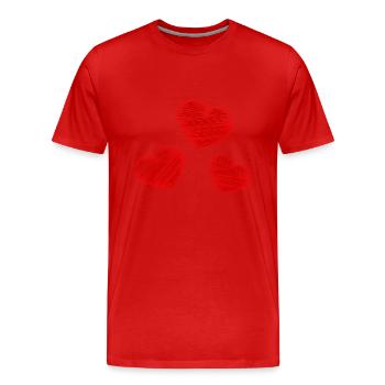 HERZ. HERZ. HEILIGER VALENTINSTAG. LIEBE. LIEBE. HERZ - Männer Premium Bio T-Shirt - Rot - Vorne - Damien (186cm)