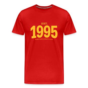 EST. 1995 Nineteen Ninety Five - Men's Premium Organic T-Shirt - red - Front - Damien (186cm)