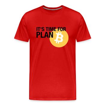 IT'S TIME FOR PLAN B (BITCOIN) - Männer Premium Bio T-Shirt - Rot - Vorne - Damien (186cm)