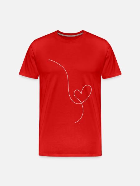 Heart black drawing in white - Men's Premium Organic T-Shirt - red