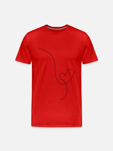 Heart black line drawing - Men's Premium Organic T-Shirt - red