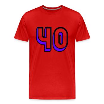 40. 40 JAHRE. 40-jähriges Jubiläum. GEBURTSTAG 40 JAHRE. - Männer Premium Bio T-Shirt - Rot - Vorne - Damien (186cm)