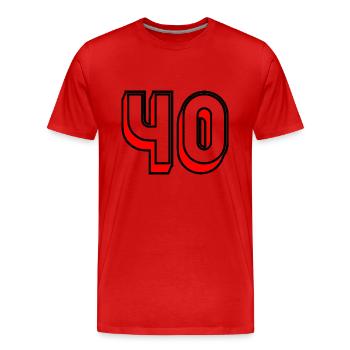 40. 40 JAHRE. 40-jähriges Jubiläum. GEBURTSTAG 40 JAHRE. - Männer Premium Bio T-Shirt - Rot - Vorne - Damien (186cm)