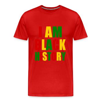 I am black history - T-shirt bio Premium Homme - rouge - Devant - Damien (186cm)