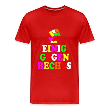 Einig gegen rechts - Männer Premium Bio T-Shirt - Rot - Vorne - Damien (186cm)
