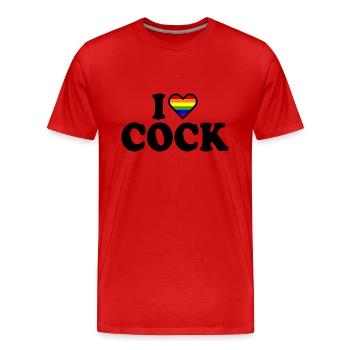 I love cock - Men's Premium Organic T-Shirt - red - Front - Damien (186cm)