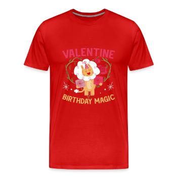 Geburtstagsfeier Zum Valentinstag, 14. Februar - Männer Premium Bio T-Shirt - Rot - Vorne - Damien (186cm)