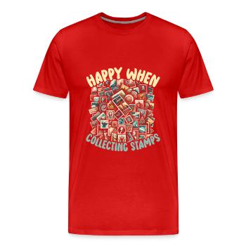 Stamp Collecting Postcard Collectors Philately - Men's Premium Organic T-Shirt - red - Front - Damien (186cm)