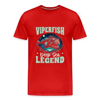 Effrayant, Mer profonde, Vipère, Pêcheur, Biologiste marin - T-shirt bio Premium Homme - rouge - Devant - Damien (186cm)