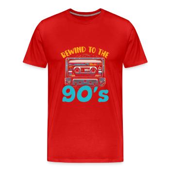 90er-jahre-musikliebhaber 90er-jahre - Männer Premium Bio T-Shirt - Rot - Vorne - Damien (186cm)