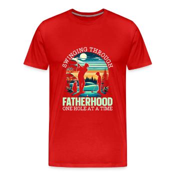 Vatertag Golfspieler Golfer Vaterschaft - Männer Premium Bio T-Shirt - Rot - Vorne - Damien (186cm)
