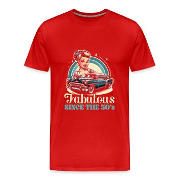 Aus Den 50ern Musik 50er 1950 Party Fifties 50er - Männer Premium Bio T-Shirt - Rot - Vorne - Damien (186cm)