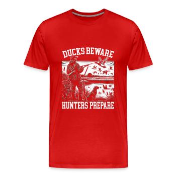 Entenjäger Duckaholic Wasservögel Entenjagd - Männer Premium Bio T-Shirt - Rot - Vorne - Damien (186cm)