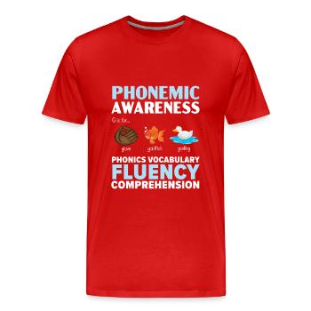 Conscience phonétique, compréhension de la lecture, phonétique - T-shirt bio Premium Homme - rouge - Devant - Damien (186cm)