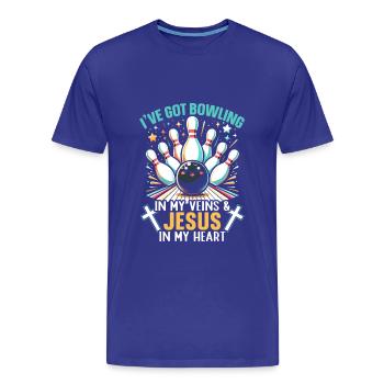 Funny Bowling Ball Bowling Lane Pins Sports - Men's Premium Organic T-Shirt - royal blue - Front - Damien (186cm)