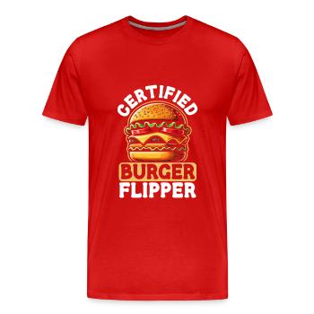 Hamburger-fast-food-burger-liebhaber-feinschmecker - Männer Premium Bio T-Shirt - Rot - Vorne - Damien (186cm)
