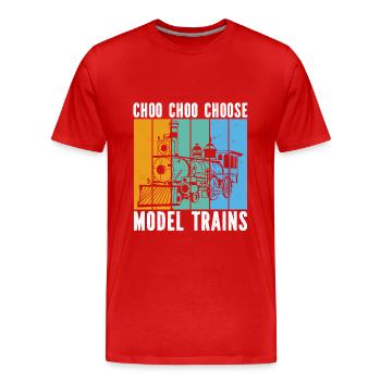 Vintage Modelleisenbahn - Männer Premium Bio T-Shirt - Rot - Vorne - Damien (186cm)