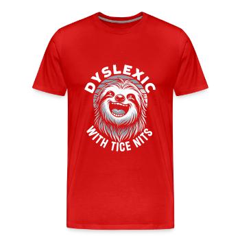 Dyslexia Awareness Month - Men's Premium Organic T-Shirt - red - Front - Damien (186cm)