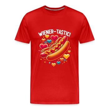 Hotdog-liebhaber-fast-food-feinschmecker-würstchen - Männer Premium Bio T-Shirt - Rot - Vorne - Damien (186cm)