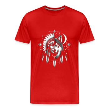 Indien amérindien Cherokee Apache - T-shirt bio Premium Homme - rouge - Devant - Damien (186cm)