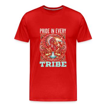 Tribu amérindienne Cherokee Apache - T-shirt bio Premium Homme - rouge - Devant - Damien (186cm)