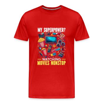 movie cinema lover popcorn movie - Men's Premium Organic T-Shirt - red - Front - Damien (186cm)