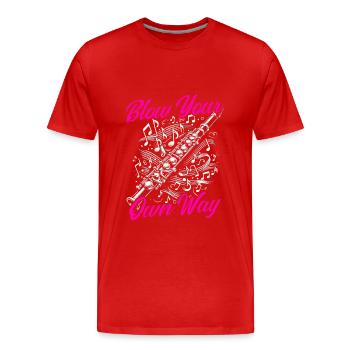 Flötenspieler, Flötist, Musiker, - Männer Premium Bio T-Shirt - Rot - Vorne - Damien (186cm)