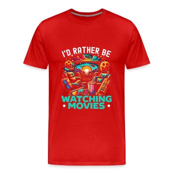 Quote "movie-cinema-lover-popcorn-movie watching" - Men's Premium Organic T-Shirt - red - Front - Damien (186cm)