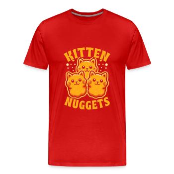 Pépite de poulet Chat de restauration rapide - T-shirt bio Premium Homme - rouge - Devant - Damien (186cm)