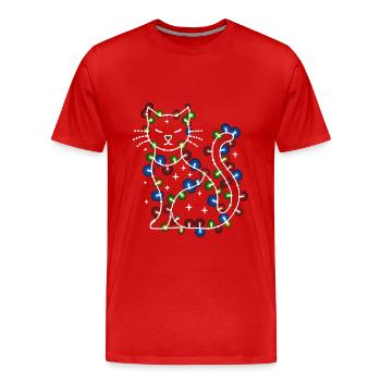 Cat Christmas Holiday Time - Men's Premium Organic T-Shirt - red - Front - Damien (186cm)