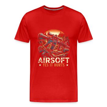 Joueur Airsoft Airsofting Airsoft Pistolet Airsoft - T-shirt bio Premium Homme - rouge - Devant - Damien (186cm)