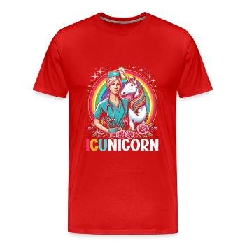infirmière en soins intensifs, - T-shirt bio Premium Homme - rouge - Devant - Damien (186cm)