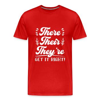 Grammatik, Polizei, Englischlehrer, - Männer Premium Bio T-Shirt - Rot - Vorne - Damien (186cm)