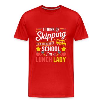 Lunch Lady, Employé de cantine scolaire, Dinner Lady - T-shirt bio Premium Homme - rouge - Devant - Damien (186cm)
