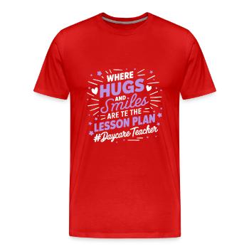 Kindergarten Teacher Childminder, Childhood Educator - Men's Premium Organic T-Shirt - red - Front - Damien (186cm)