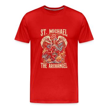 Heiliger Michael Erzengel Gebet Katholisch - Männer Premium Bio T-Shirt - Rot - Vorne - Damien (186cm)