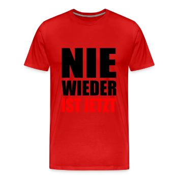 Nie wieder ist jetzt - Männer Premium Bio T-Shirt - Rot - Vorne - Damien (186cm)