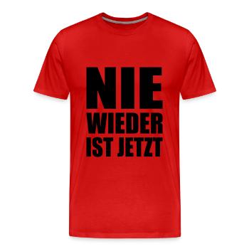 Nie wieder ist jetzt - Männer Premium Bio T-Shirt - Rot - Vorne - Damien (186cm)