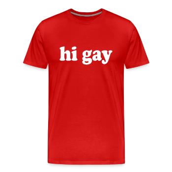 Schwul - Männer Premium Bio T-Shirt - Rot - Vorne - Damien (186cm)