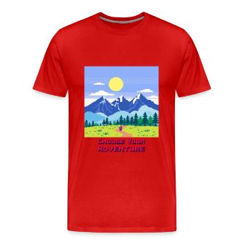 Retro Gaming Adventure - Men's Premium Organic T-Shirt - red - Front - Damien (186cm)