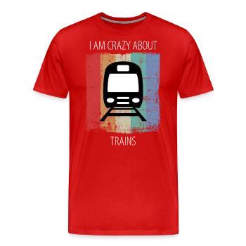 Train Chemin De Fer Cheminot Travailleurs Trains Conducteur De Train - T-shirt bio Premium Homme - rouge - Devant - Damien (186cm)