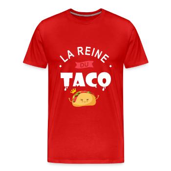 la reine du taco cadeau femme chef taco - T-shirt bio Premium Homme - rouge - Devant - Damien (186cm)