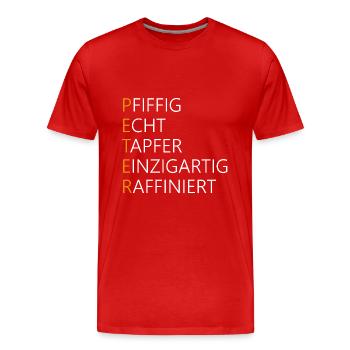 Peter Name Geschenk - Männer Premium Bio T-Shirt - Rot - Vorne - Damien (186cm)