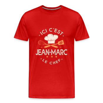 Jean Marc Chef Ici c est Jean-Marc le chef - T-shirt bio Premium Homme - rouge - Devant - Damien (186cm)
