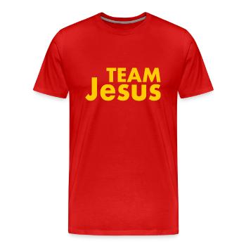Team jesus - Men's Premium Organic T-Shirt - red - Front - Damien (186cm)