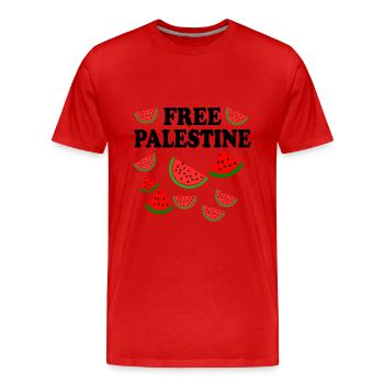 Free palestine - T-shirt bio Premium Homme - rouge - Devant - Damien (186cm)