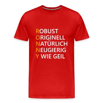 Ronny Name Geschenk - Männer Premium Bio T-Shirt - Rot - Vorne - Damien (186cm)
