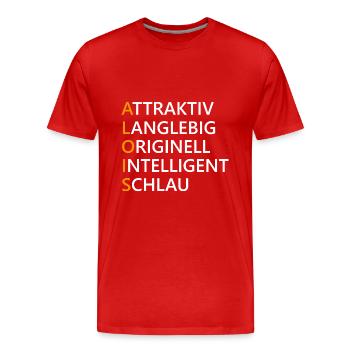Alois Name Geschenk - Männer Premium Bio T-Shirt - Rot - Vorne - Damien (186cm)