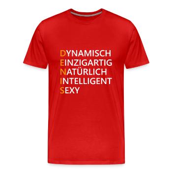 Denis Name Geschenk - Männer Premium Bio T-Shirt - Rot - Vorne - Damien (186cm)
