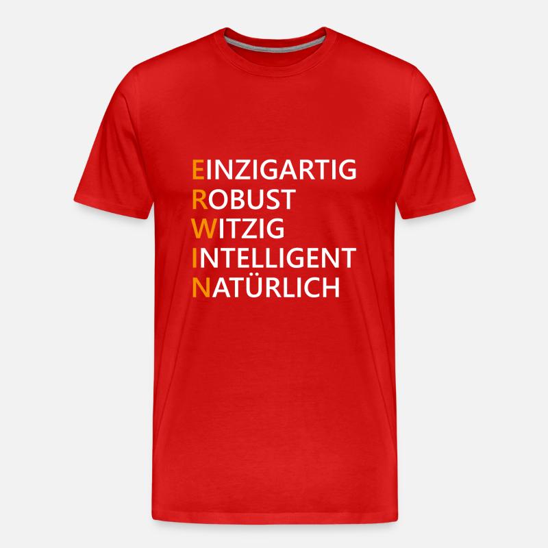Erwin Name Geschenk - Männer Premium Bio T-Shirt - Rot
